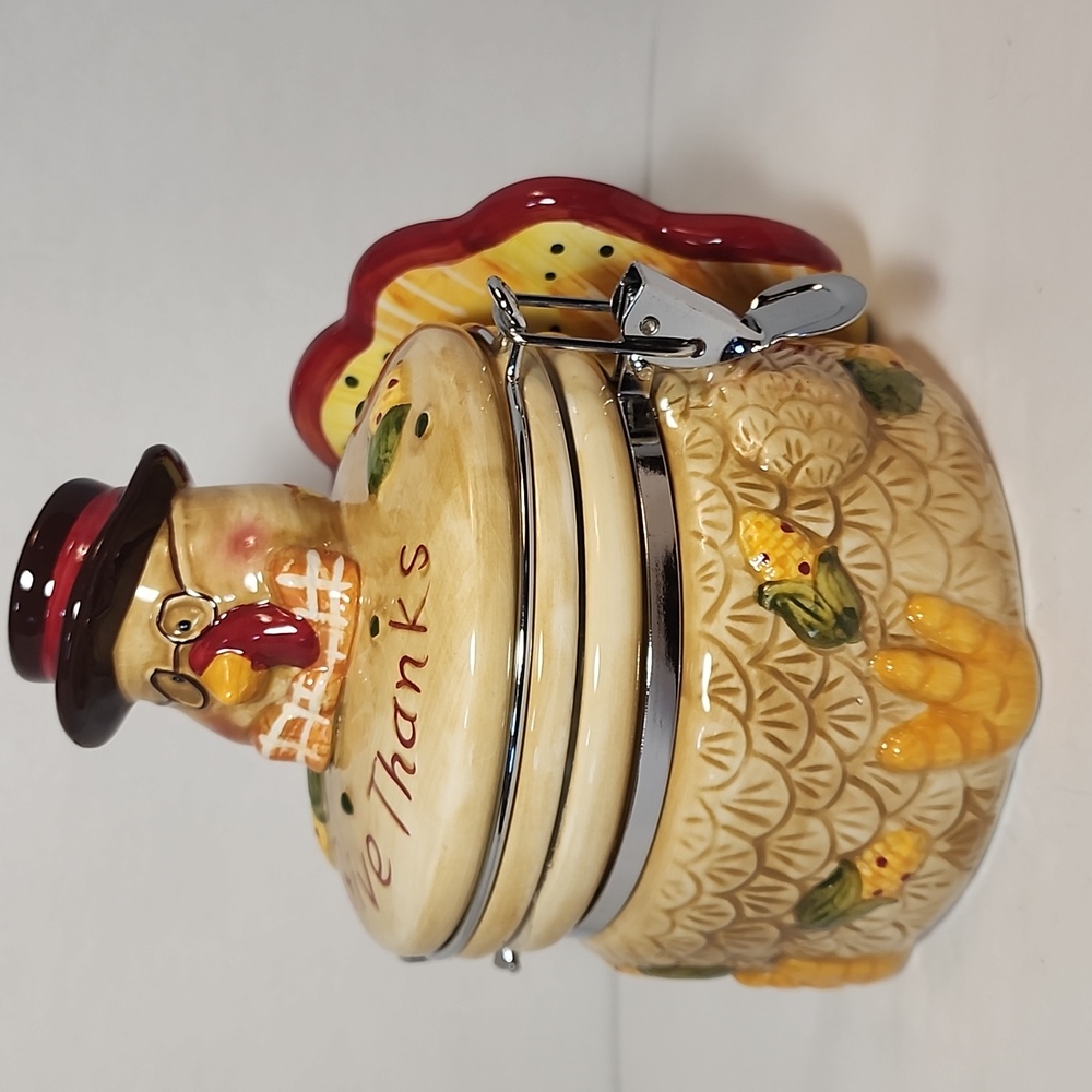 Turkey Biscuit Ceramic Cannister Jar  "Thanksgiving Theme" Home Decor Kitchen - Picture 2 of 12